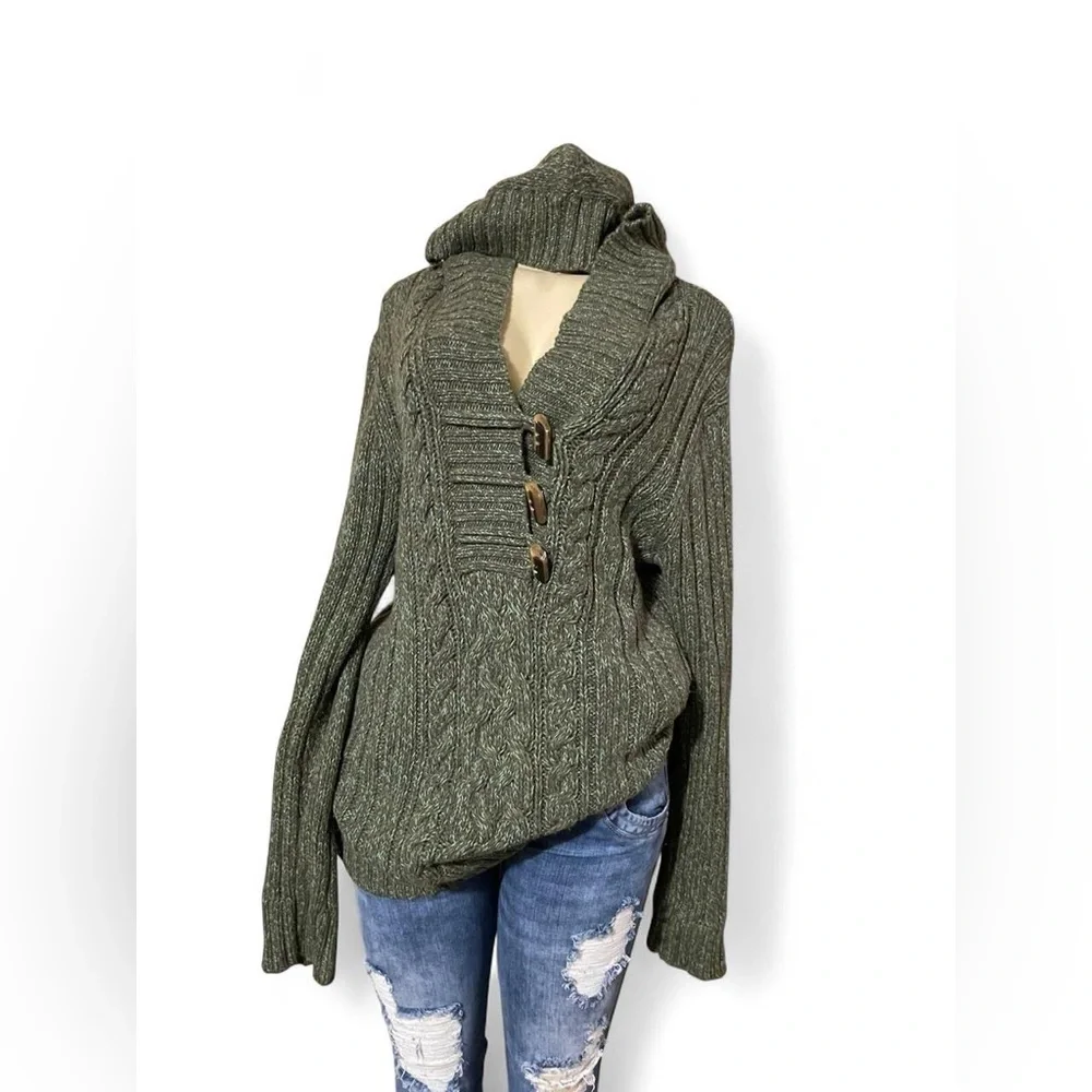Old Navy Olive Cowl Neck Sweater - Picture 3 of 5